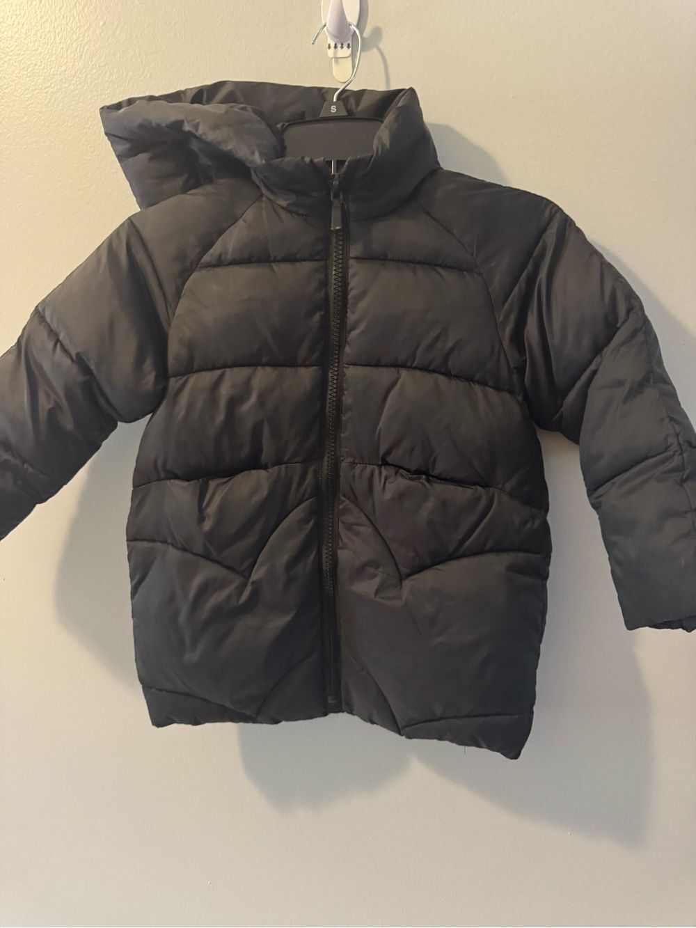 Zara Black Kids Puffer Jacket with Hood Size 6
